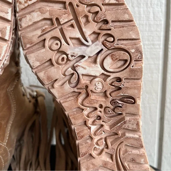 El Vaquero Italy Suede Wedge Moccasin Fringe Ankle Boots Booties Tan Size 36 / 6 - Picture 9 of 9